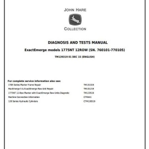John Deere 1775NT 12Row Planter Diagnostic Test Manual TM139319