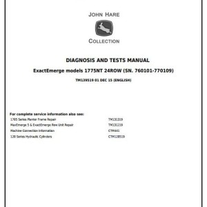 John Deere 1775NT 24-Row Planter Diagnostic Test Manual TM139519