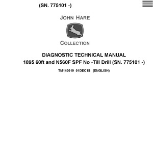 John Deere 1895 60ft N560F SPF No Till Drill Diagnostic Technical Manual TM140019