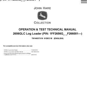 John Deere 2656GLC Log Loader Operation Test Technical Manual TM14037X19