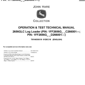 John Deere 2656GLC Log Loader Operation Test Technical Manual TM14039X19