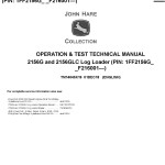 John Deere 2156G 2156GLC Log Loader Operation Test Technical Manual TM14045X19