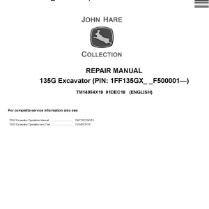 John Deere 135G Excavator Repair Manual TM14054X19