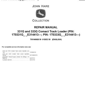 John Deere 331G 333G Compact Track Loader Repair Manual TM14068X19