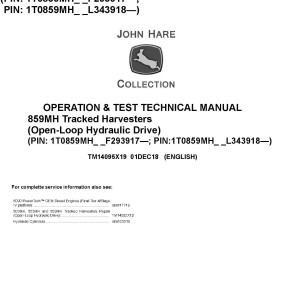 John Deere 859MH Tracked Harvester Operation Test Technical Manual TM14095X19