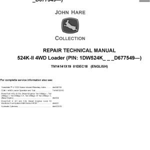 John Deere 524K-II 4WD Loader Repair Technical Manual TM14141X19