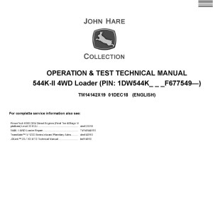 John Deere 544K-II 4WD Loader Operation Test Technical Manual TM14142X19