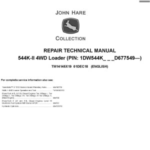 John Deere 544K-II 4WD Loader Repair Technical Manual TM14145X19