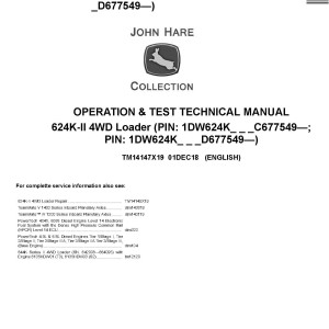 John Deere 624K-II 4WD Loader Operation Test Technical Manual TM14147X19