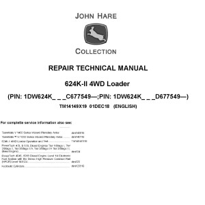 John Deere 624K-II 4WD Loader Repair Technical Manual TM14149X19