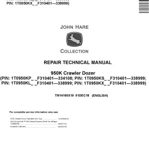 John Deere 950K Crawler Dozer Repair Technical Manual TM14165X19