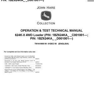 John Deere 624K-II 4WD Loader Operation Test Technical Manual TM14199X19