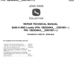 John Deere 624K-II 4WD Loader Repair Technical Manual TM14202X19