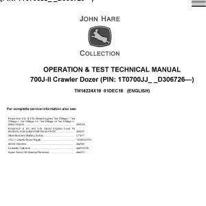John Deere 700J-II Crawler Dozer Operation Test Technical Manual TM14224X19