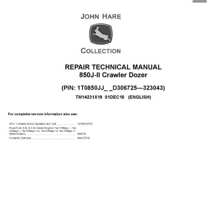 John Deere 850J-II Crawler Dozer Repair Technical Manual TM14231X19