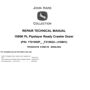 John Deere 1050K PL Pipelayer Ready Crawler Dozer Repair Technical Manual TM14233X19