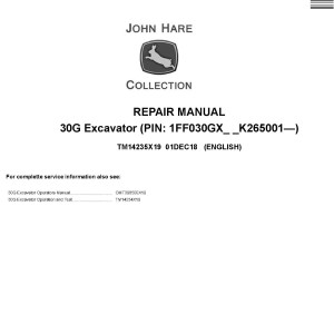 John Deere 30G Excavator Repair Manual TM14235X19