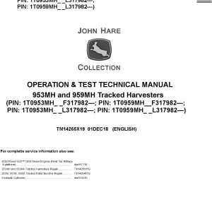 John Deere 953MH 959MH Tracked Harvester Operation Test Technical TM14265X19