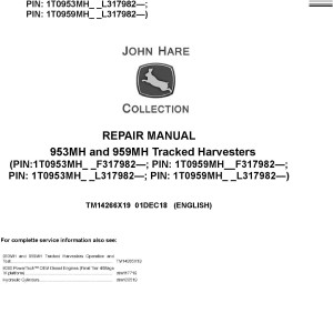 John Deere 953MH 959MH Tracked Harvester Repair Manual TM14266X19