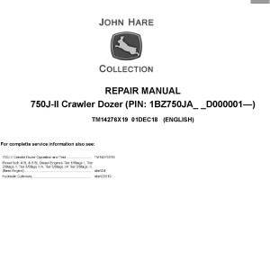 John Deere 750J-II Crawler Dozer Repair Manual TM14276X19