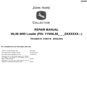 John Deere WL56 4WD Loader Repair Manual TM14284X19