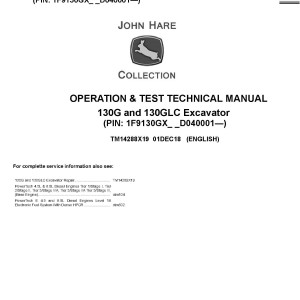 John Deere 130G 130GLC Excavator Operation Test Technical Manual TM14288X19