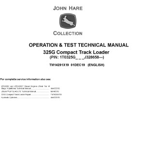 John Deere 325G Compact Track Loader Operation Test Technical Manual TM14291X19