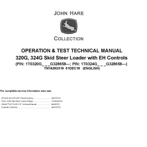 John Deere 320G 324G Skid Steer Loader Operation Test Technical Manual TM14292X19