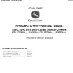John Deere 320G 324G Skid Steer Loader Diagnostic Operation Test Manual TM14300X19