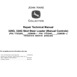 John Deere 320G 324G Skid Steer Loader Repair Technical Manual TM14301X19