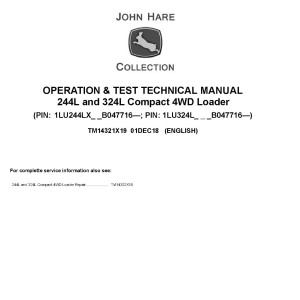 John Deere 244L 324L Compact 4WD Loader Operation Test Technical Manual TM14321X19