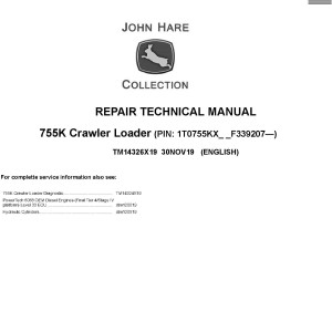John Deere 755K Crawler Loader Repair Technical Manual TM14326X19