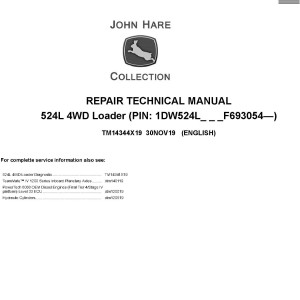 John Deere 524L 4WD Loader Repair Technical Manual TM14344X19