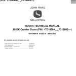 John Deere 1050K Crawler Dozer Repair Technical Manual TM14348X19