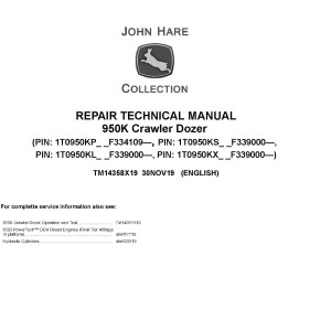 John Deere 950K Crawler Dozer Repair Technical Manual TM14358X19