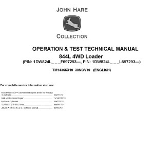 John Deere 844L 4WD Loader Operation Test Technical Manual TM14365X19