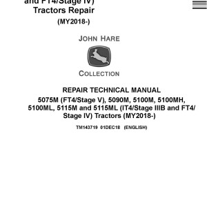 John Deere 5075M 5090M 5100M 5100MH 5100ML 5115M 5115ML Tractor Repair Technical Manual TM143719