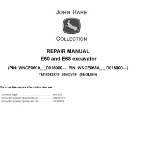 John Deere E60 E68 Excavator Repair Manual TM14382X19