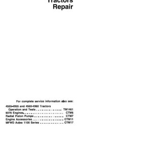 John Deere Tractor 4555 4560 4755 4760 4955 4960 Repair Technical Manual TM1460