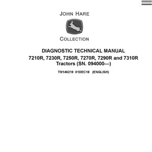 John Deere 7210R 7230R 7250R 7270R 7290R 7310R Tractor Diagnostic Technical Manual TM146219