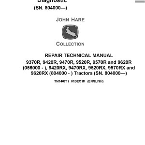 John Deere 9370R to 9620RX Tractor Repair Technical Manual TM146719