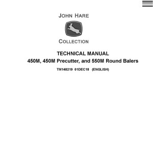 John Deere 450M 550M Precutter Round Balers Technical Manual TM148219