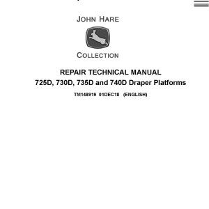 John Deere 725D 730D 735D 740D Draper Platform Repair Technical Manual TM148919