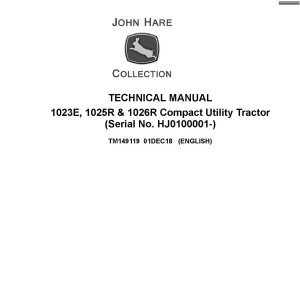 John Deere 1023E 1025R 1026R Compact Utility Tractor Technical Manual TM149119