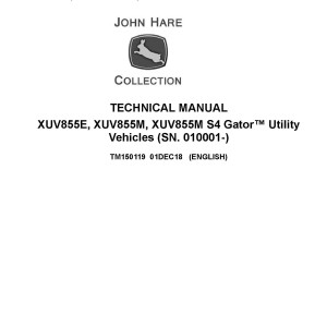 John Deere XUV855E XUV855M S4 Gator Utility Vehicles Technical Manual TM150119