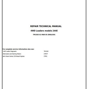 John Deere Loader 244E 4WD Repair Technical Manual TM1503