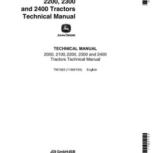 John Deere 2000 2100 2200 2300 2400 Tractor Technical Manual TM1563
