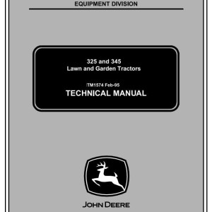 John Deere 325 345 Lawn Garden Tractor Technical Manual TM1574