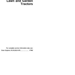John Deere 316 318 420 Lawn Garden Tractor Technical Manual TM1590
