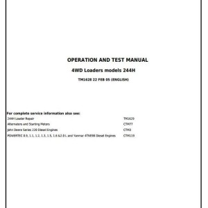 John Deere 244H Compact Loader Diagnostic Operation Test Manual TM1628